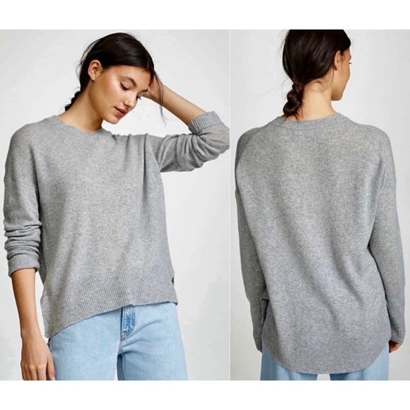 Theory Karelia 100% Cashmere Gray Sweater Size P 0 XS Lightweight Minimalist - Picture 1 of 11
